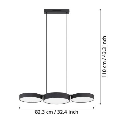 Eglo - LED RGBW Pendel dæmpbar 3xLED/7,5W/230V 2700-6500K sort