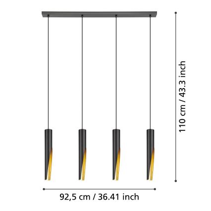 Eglo - LED pendel 4xGU10/4,5W/230V sort/guldfarvet