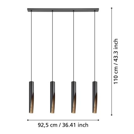 Eglo - LED pendel 4xGU10/4,5W/230V sort/brun