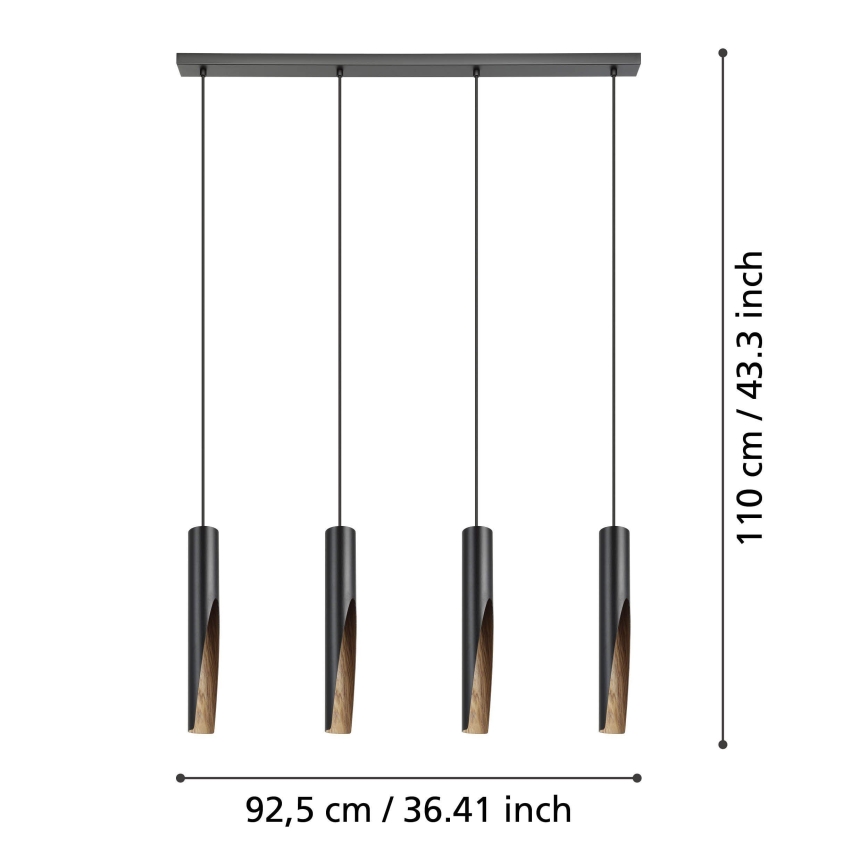 Eglo - LED pendel 4xGU10/4,5W/230V sort/brun