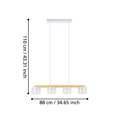 Eglo - LED pendel m. RGBW-farver dæmpbar 4xLED/3,7W/230V 2700-6500K