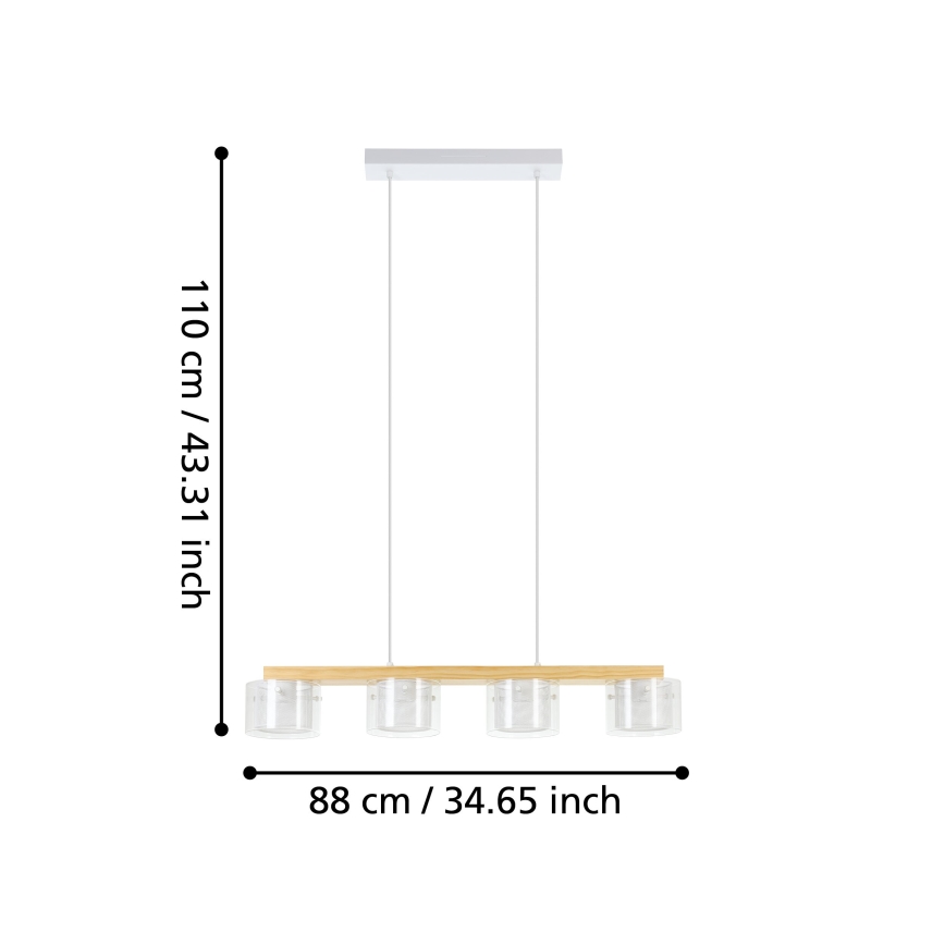 Eglo - LED pendel m. RGBW-farver dæmpbar 4xLED/3,7W/230V 2700-6500K