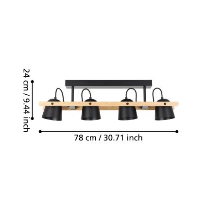Eglo - LED loftlampe m. RGBW-farver dæmpbar 4xLED/3,7W/230V 2700-6500K