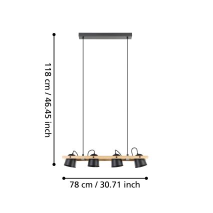 Eglo - LED pendel m. RGBW-farver dæmpbar 4xLED/3,7W/230V 2700-6500K