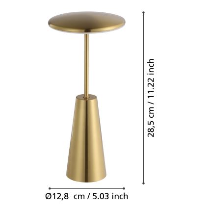 Eglo - Udendørs LED lampe m. touch-funktion dæmpbar LED/2,8W/5V 2400K/3000K/4000K 5200 mAh IP54 guldfarvet