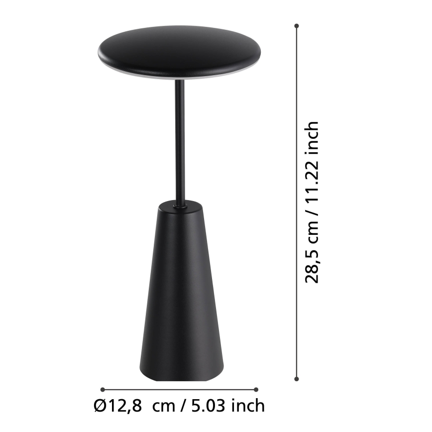 Eglo - Udendørs LED lampe m. touch-funktion dæmpbar LED/2,8W/5V 2400K/3000K/4000K 5200 mAh IP54 sort
