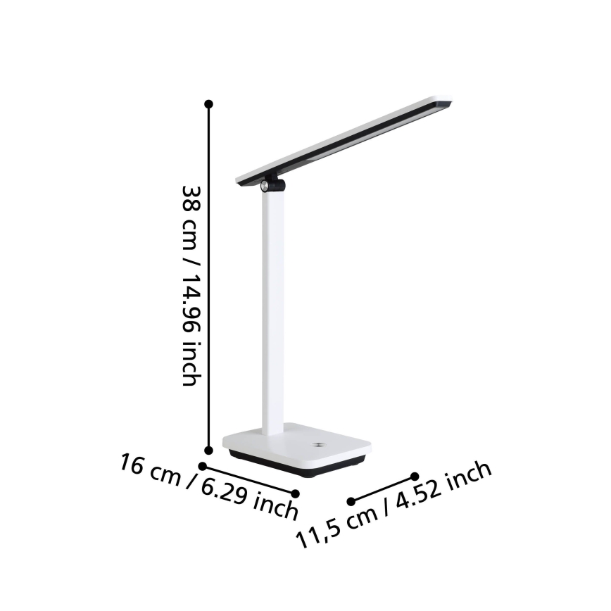 Eglo 900956 - LED bordlampe dæmpbar og genopladelig INIESTA 3,6W/5V 1800 mAh hvid