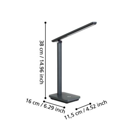 Eglo 900957 - LED bordlampe dæmpbar og genopladelig INIESTA 3,6W/5V 1800 mAh grå