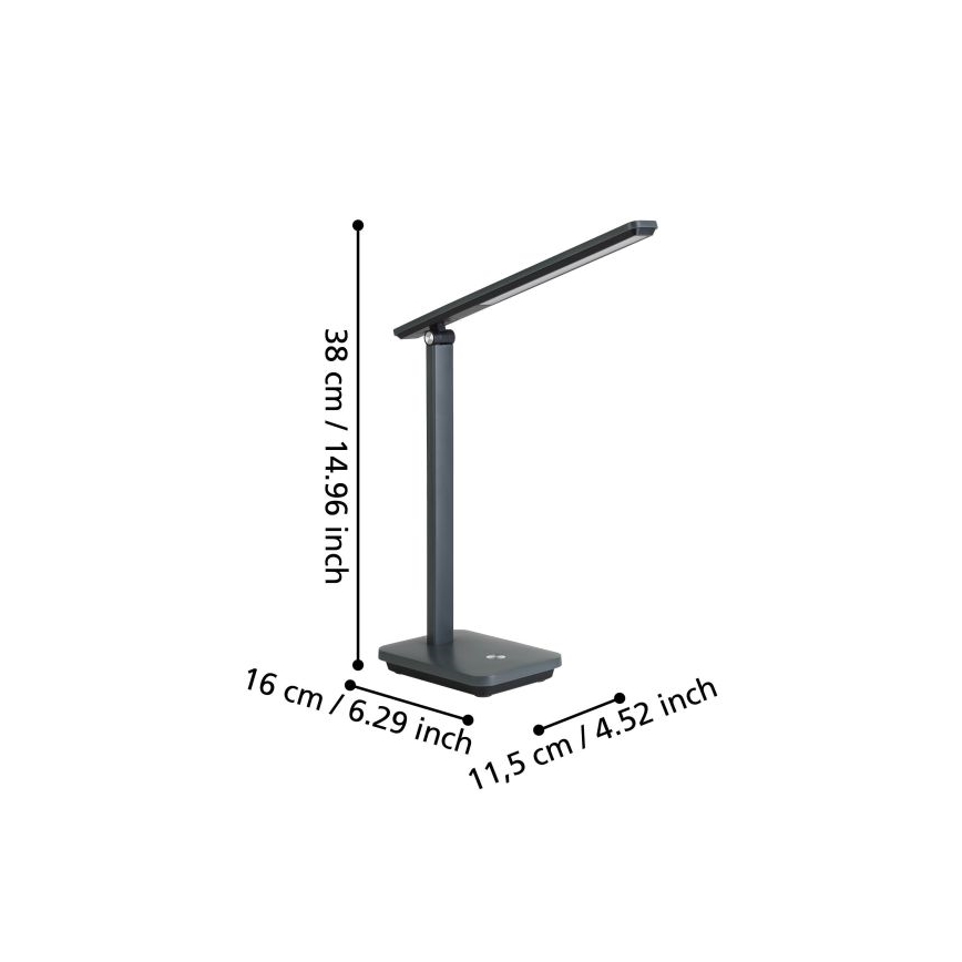 Eglo 900957 - LED bordlampe dæmpbar og genopladelig INIESTA 3,6W/5V 1800 mAh grå