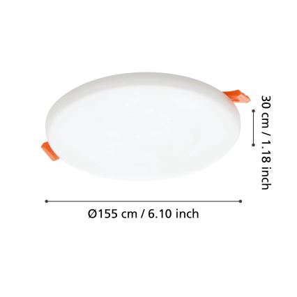 Eglo - LED indbygningslampe til badeværelse LED/11,5W/230V diameter 15,5 cm IP65