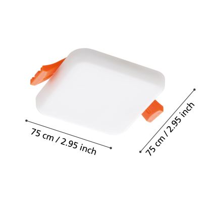 Eglo - LED indbygningslampe til badeværelse LED/4,5W/230V 7,5x7,5 cm IP65