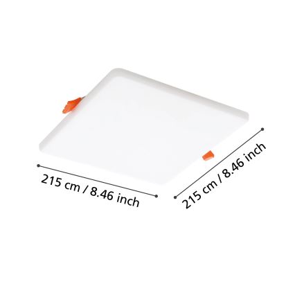 Eglo - LED indbygningslampe til badeværelse LED/18W/230V 21,5x21,5 cm IP65