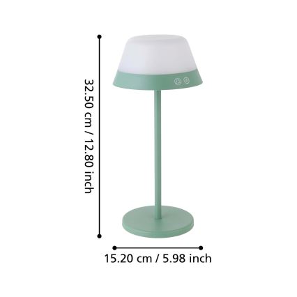 Eglo - Udendørs LED lampe m. RGBW-farver dæmpbar 2-i-1 LED/1,5W/5V 2600 mAh IP54 grøn