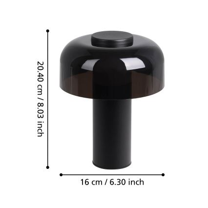Eglo - Udendørs LED lampe m. touch-funktion dæmpbar LED/2,25W/5V 2400-4000K 5200 mAh IP44 sort