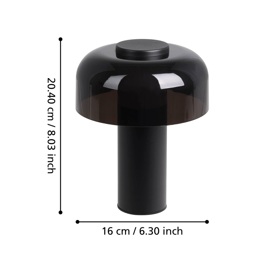 Eglo - Udendørs LED lampe m. touch-funktion dæmpbar LED/2,25W/5V 2400-4000K 5200 mAh IP44 sort