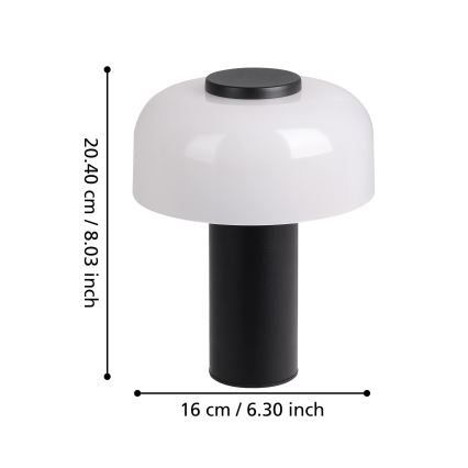 Eglo - Udendørs LED lampe m. touch-funktion dæmpbar LED/2,25W/5V 2400-4000K 5200 mAh IP44 sort/hvid