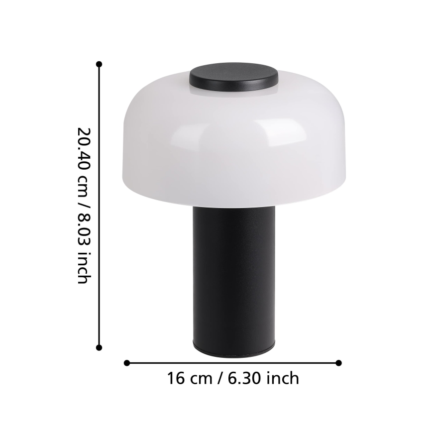 Eglo - Udendørs LED lampe m. touch-funktion dæmpbar LED/2,25W/5V 2400-4000K 5200 mAh IP44 sort/hvid