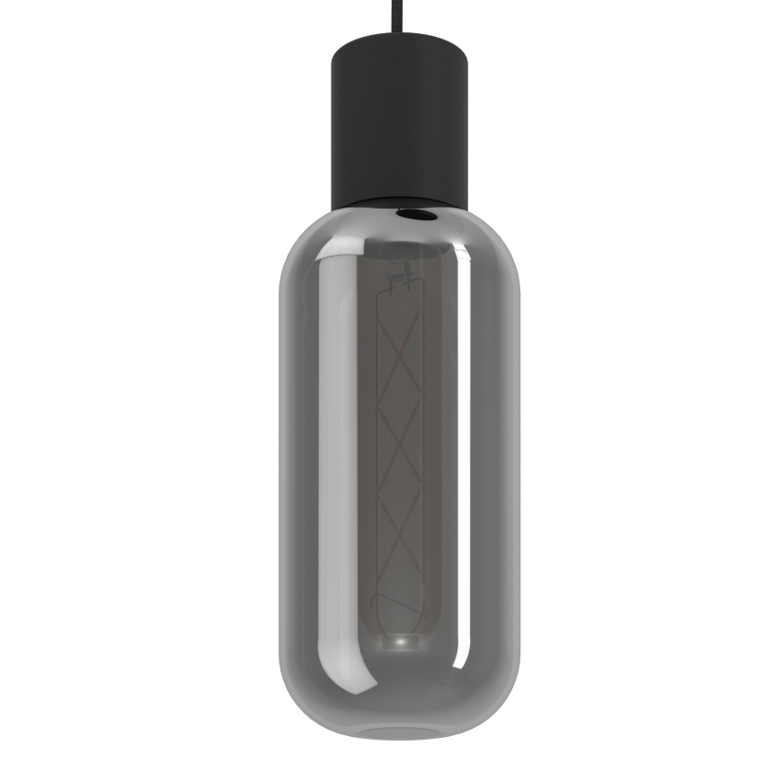 Eglo - Pendel på kabel 3xE27/4W/230V sort/røgfarvet