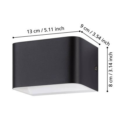 Eglo - LED væglampe LED/6W/230V 3000K sort