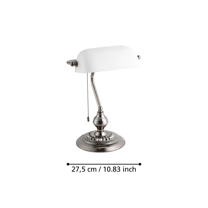 Eglo - Bordlampe 1xE27/60W/230V hvid/skinnende krom
