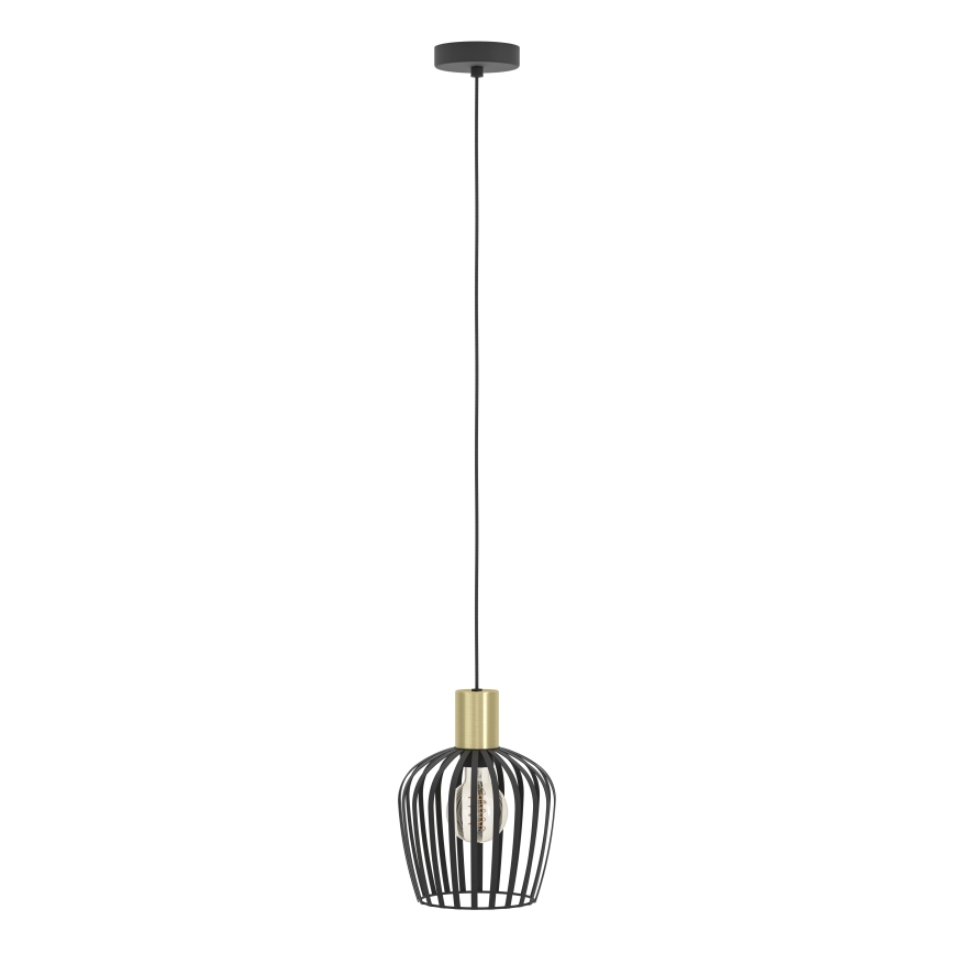 Eglo - Pendel 1xE27/40W/230V sort/guldfarvet