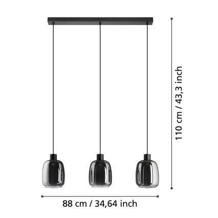 Eglo - LED m. RGBW-farver Pendel dæmpbar 3xLED/3,7W/230V 2700-6500K grå