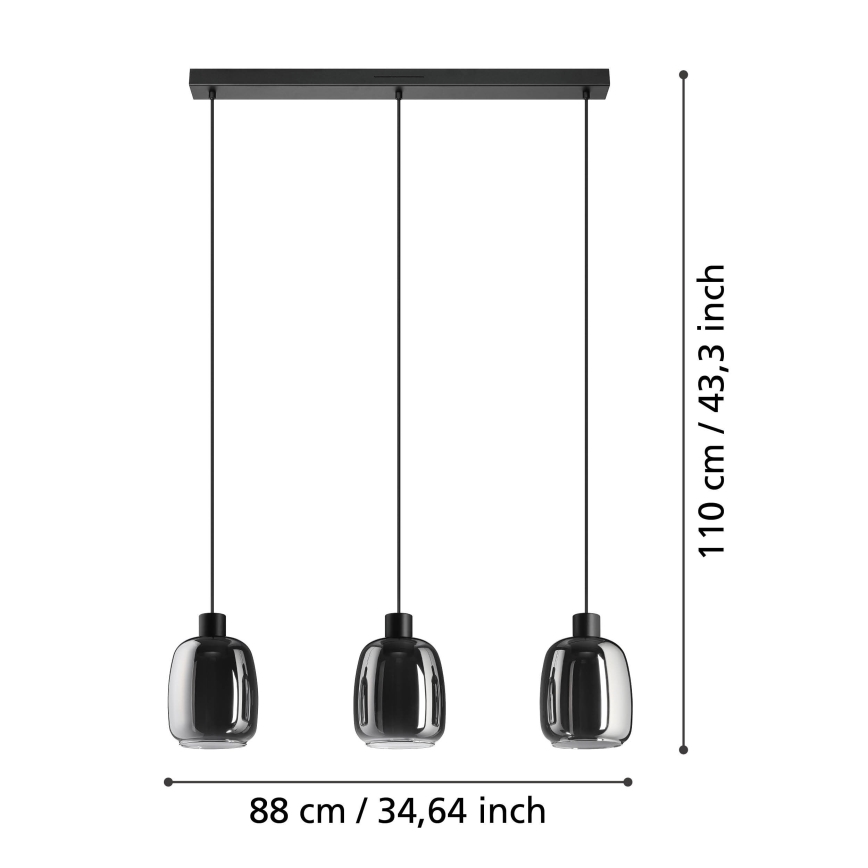 Eglo - LED m. RGBW-farver Pendel dæmpbar 3xLED/3,7W/230V 2700-6500K grå