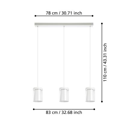 Eglo - LED m. RGBW-farver Pendel dæmpbar 3xLED/3,7W/230V 2700-6500K hvid ZigBee