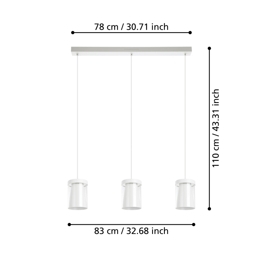 Eglo - LED m. RGBW-farver Pendel dæmpbar 3xLED/3,7W/230V 2700-6500K hvid ZigBee
