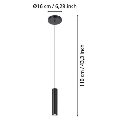 Eglo - LED pendel m. RGBW-farver dæmpbar LED/3,7W/230V 2700-6500K sort