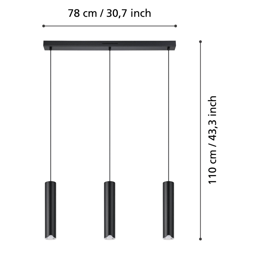 Eglo - LED pendel m. RGBW-farver dæmpbar 3xLED/3,7W/230V 2700-6500K sort