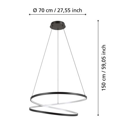 Eglo - LED pendel LED/42W/230V 3000K sort