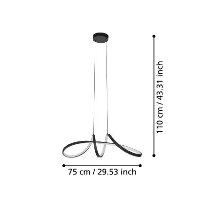 Eglo - LED pendel m. RGBW-farver dæmpbar LED/22W/230V 2700-6500K sort