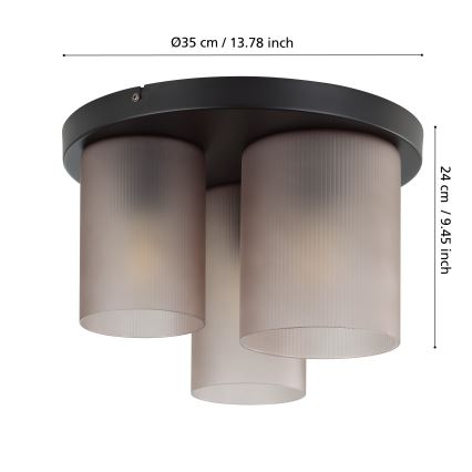 Eglo - Loftlampe 3xE27/40W/230V grå