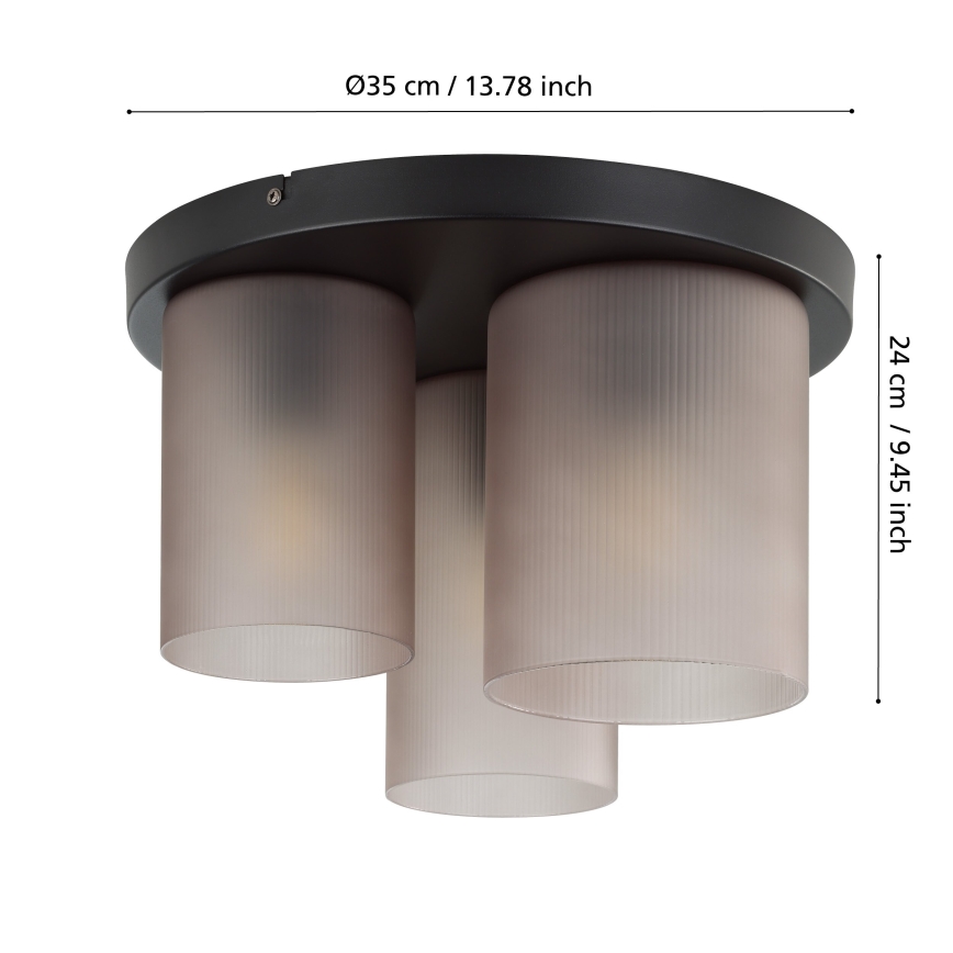 Eglo - Loftlampe 3xE27/40W/230V grå