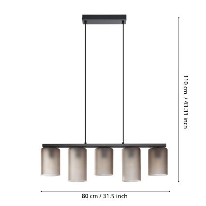 Eglo - Pendel COLOMERA 5xE27/40W/230V grå