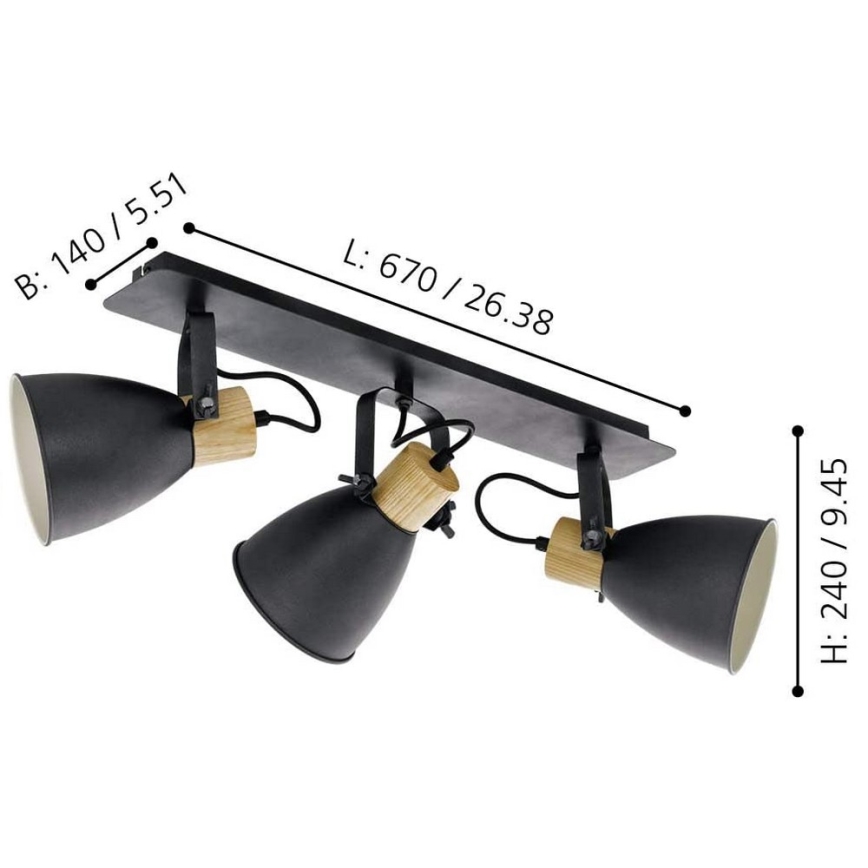 Eglo - Spotlampe 3xE27/40W/230V - FSC certificeret