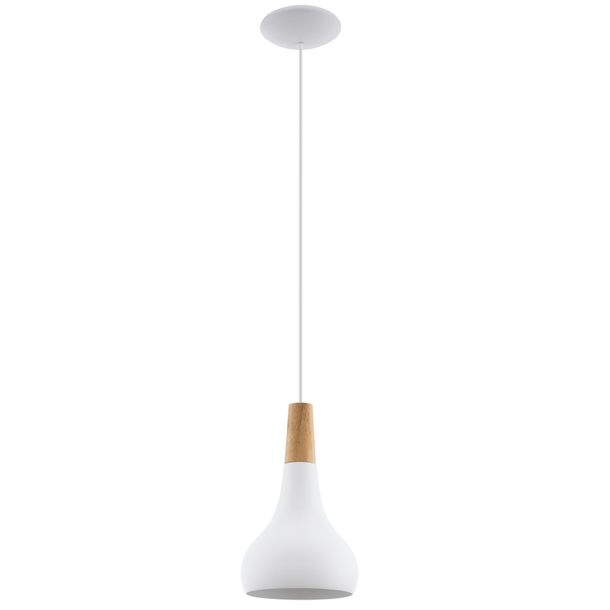Eglo - Pendel 1xE27/60W/230V diameter 18 cm hvid - FSC certificeret