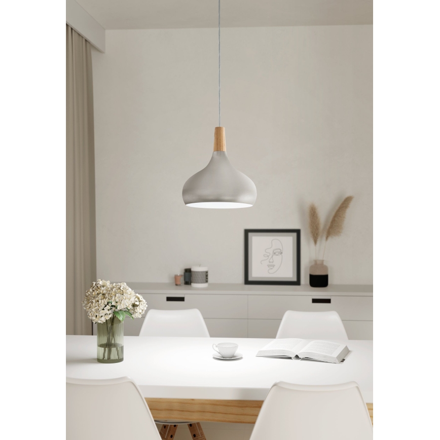 Eglo - Pendel 1xE27/60W/230V diameter 28 cm sølvfarvet - FSC certificeret
