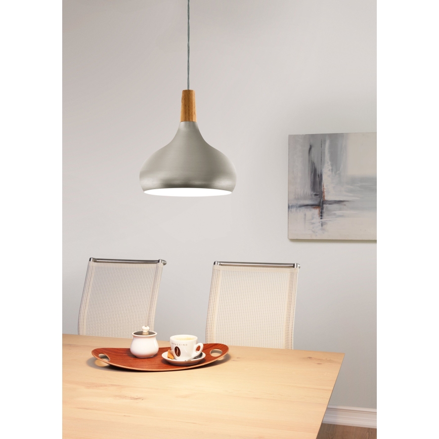 Eglo - Pendel 1xE27/60W/230V diameter 28 cm sølvfarvet - FSC certificeret