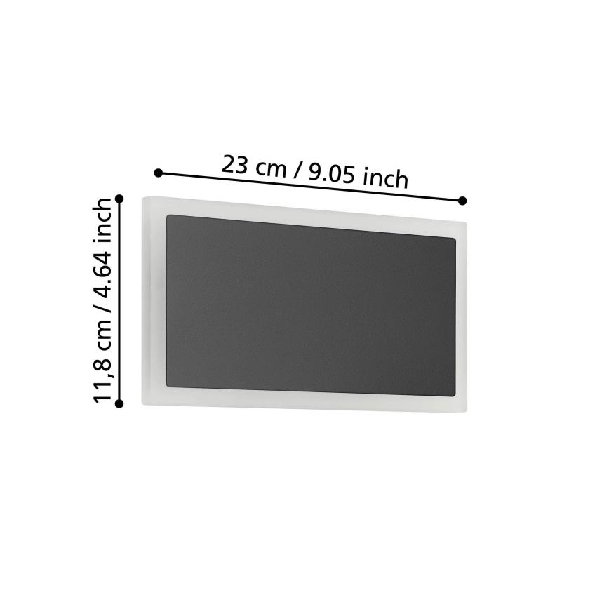 Eglo - LED væglampe LED/12W/230V 3000K 12x23 cm sort
