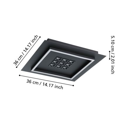 Eglo - LED loftlampe dæmpbar LED/21,4W/230V 2700-6500K sort + fjernbetjening