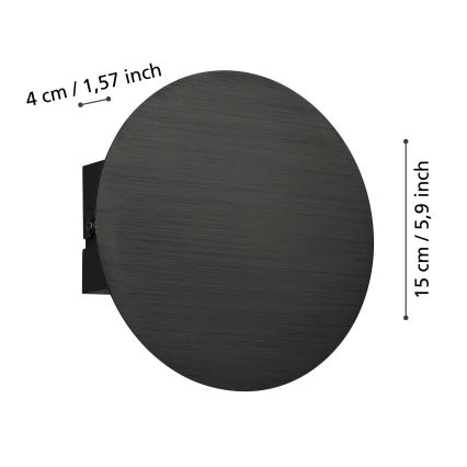 Eglo - LED væglampe LED/4W/230V 3000K sort