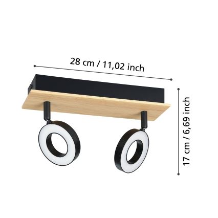 Eglo - LED-spot 2xLED/4,2W/230V sort/brun