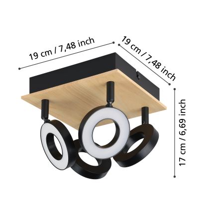 Eglo - LED-spotlampe 4xLED/4,2W/230V sort/brun