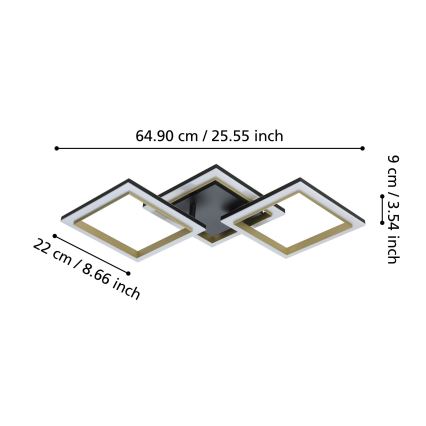 Eglo - LED loftlampe dæmpbar LED/20W/230V 4000K sort/guldfarvet