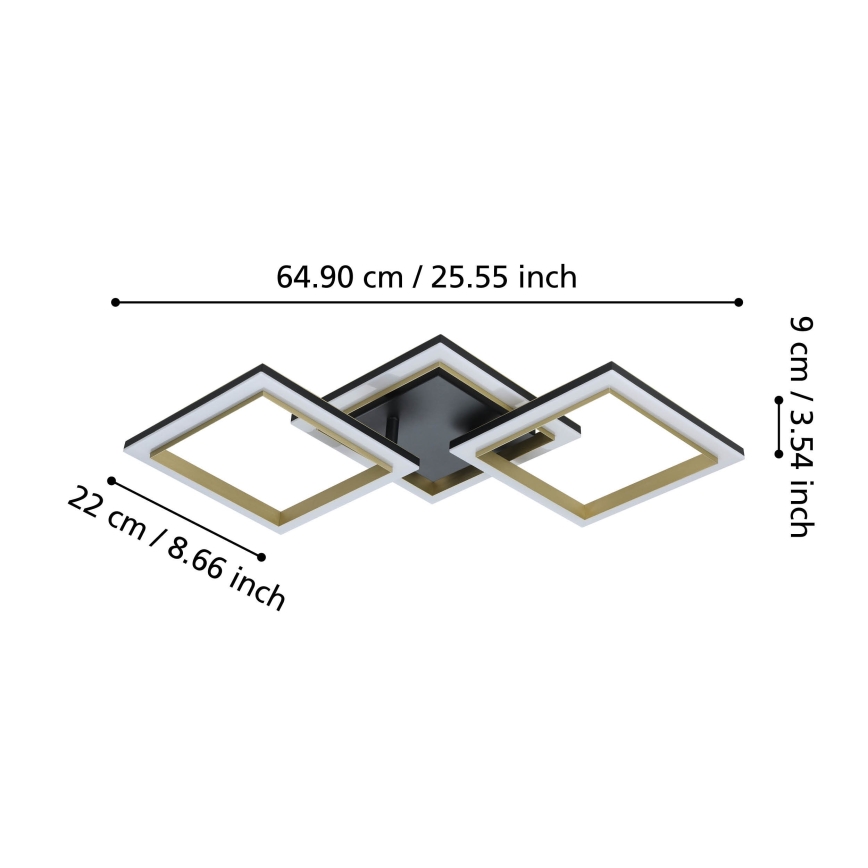 Eglo - LED loftlampe dæmpbar LED/20W/230V 4000K sort/guldfarvet