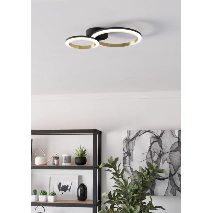 Eglo - LED loftlampe dæmpbar LED/12W/230V 4000K sort/guldfarvet