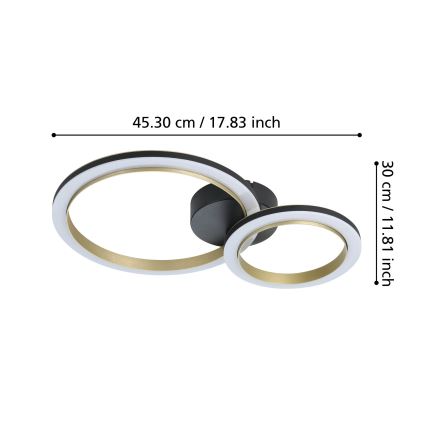 Eglo - LED loftlampe dæmpbar LED/12W/230V 4000K sort/guldfarvet