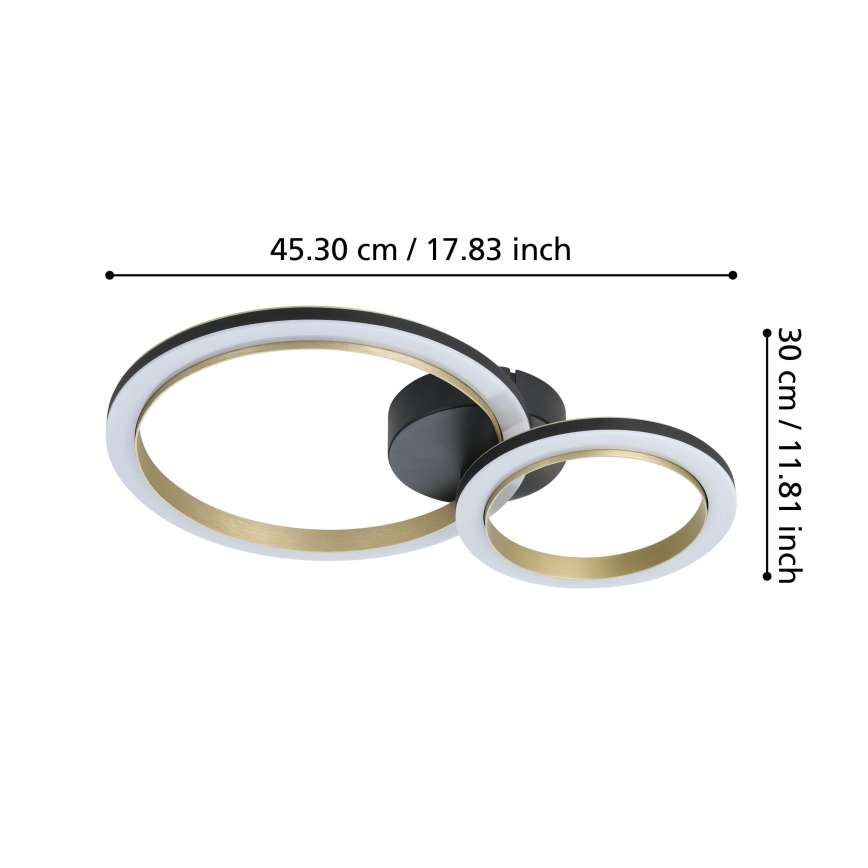 Eglo - LED loftlampe dæmpbar LED/12W/230V 4000K sort/guldfarvet